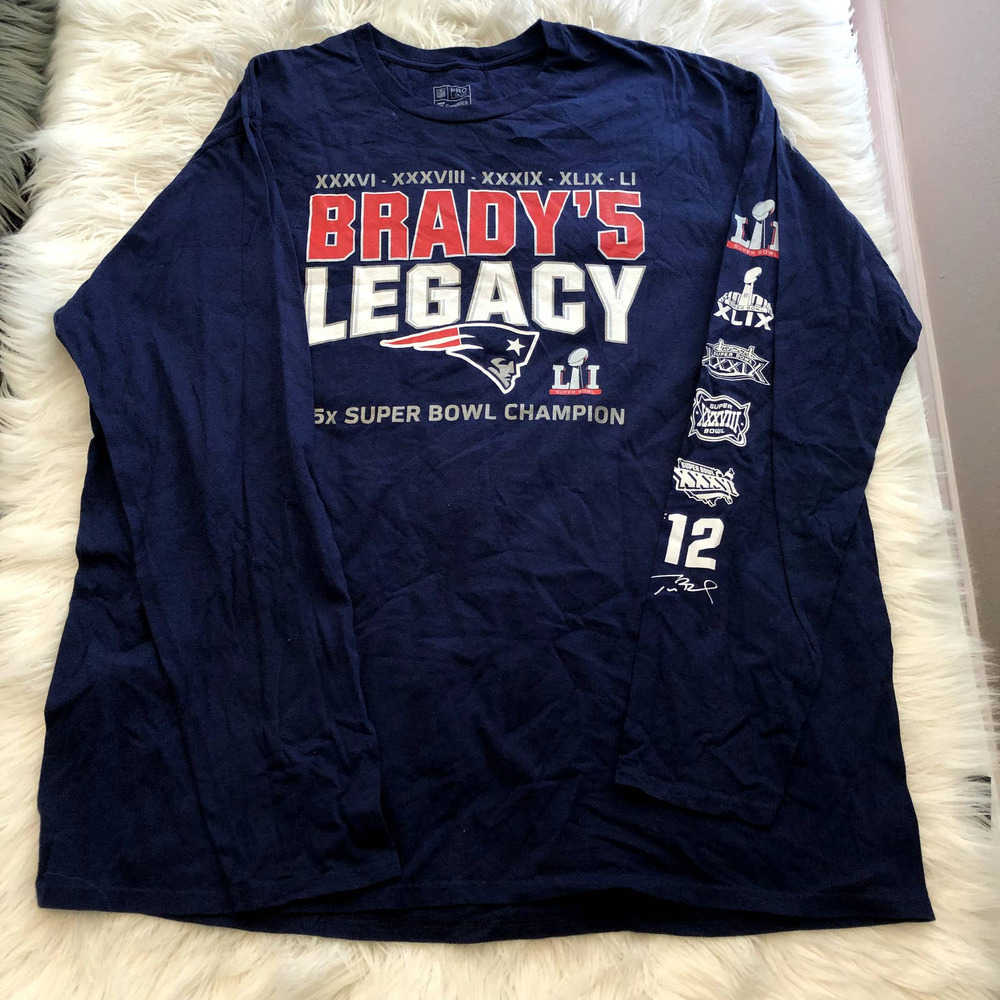 fanatics nfl pro line tom brady's legacy patriots long sleeve shirt size 2XL